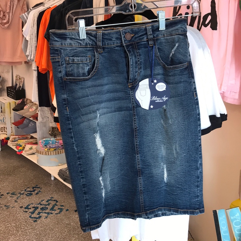 Denim knee-length Skirt